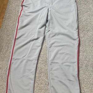 Gray Athletic Pants with Red Stripe